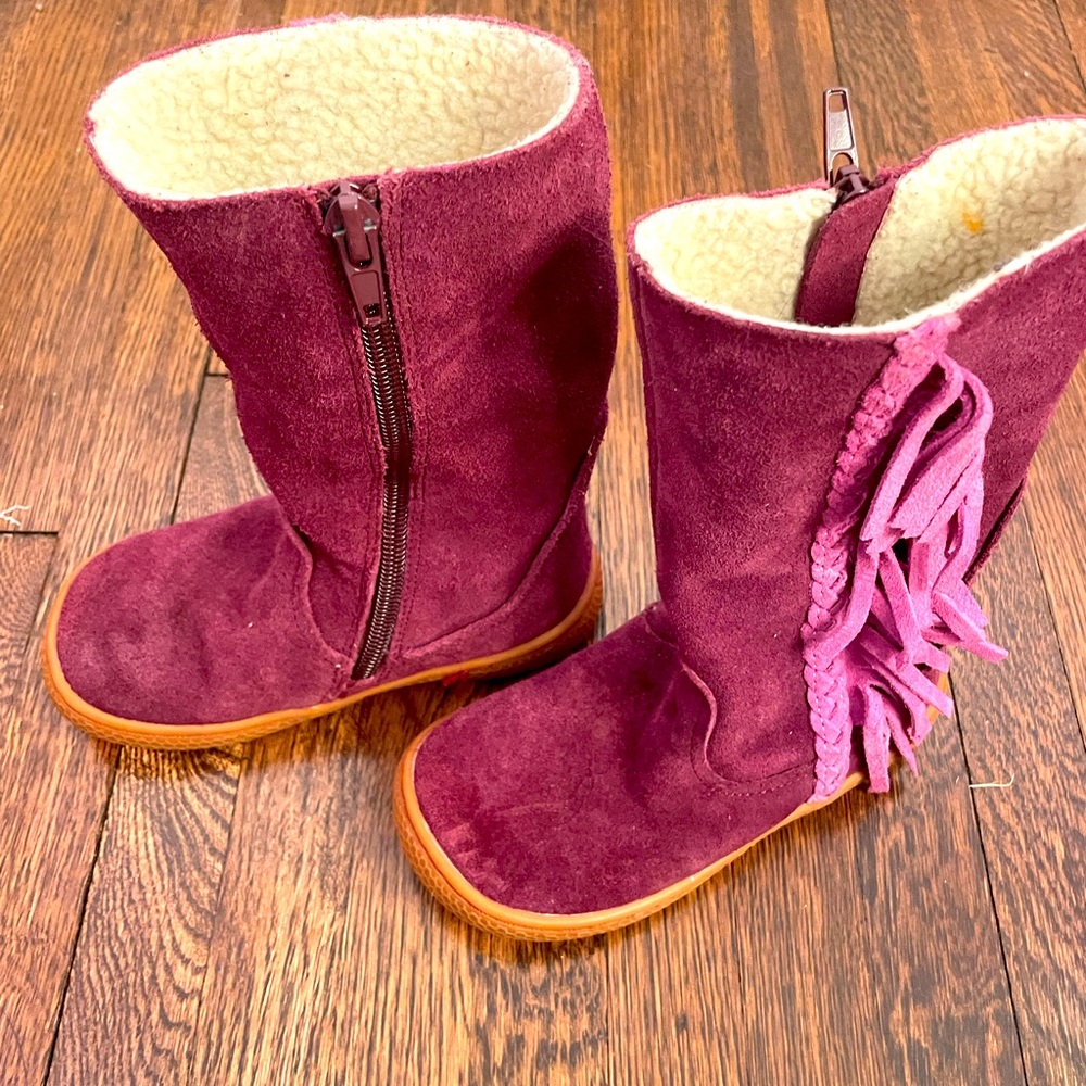 Purple Suede with fringe boots and interior has fur. Size 9, Matilda Jane.